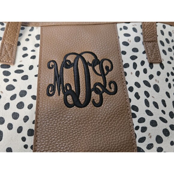 Marley Lilly Monogrammed Spotted Weekender Leopard Print Wide - Picture 3 of 10